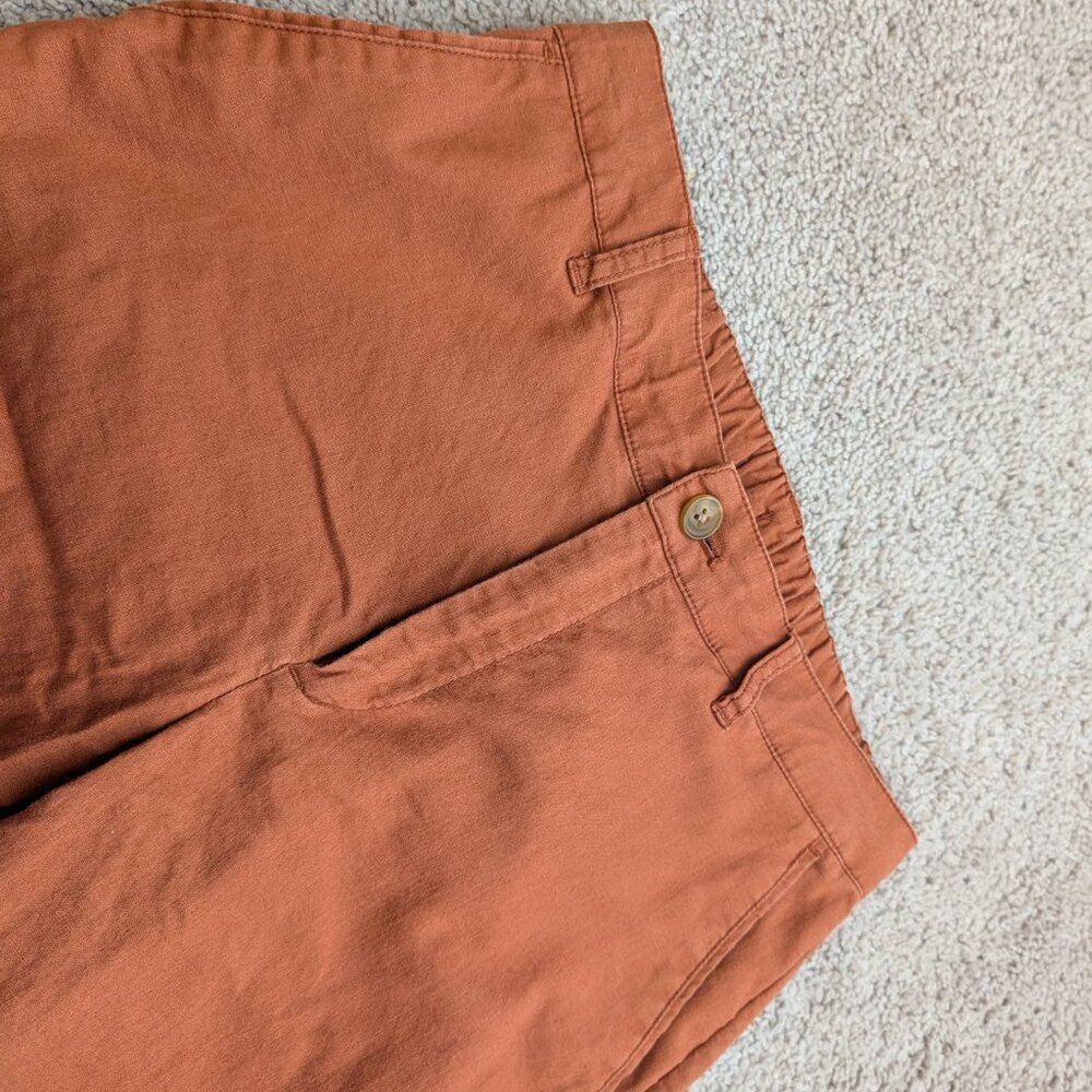 Uniqlo Women’s Burnt Orange Cotton Linen Trousers size 5 - Picture 2 of 10